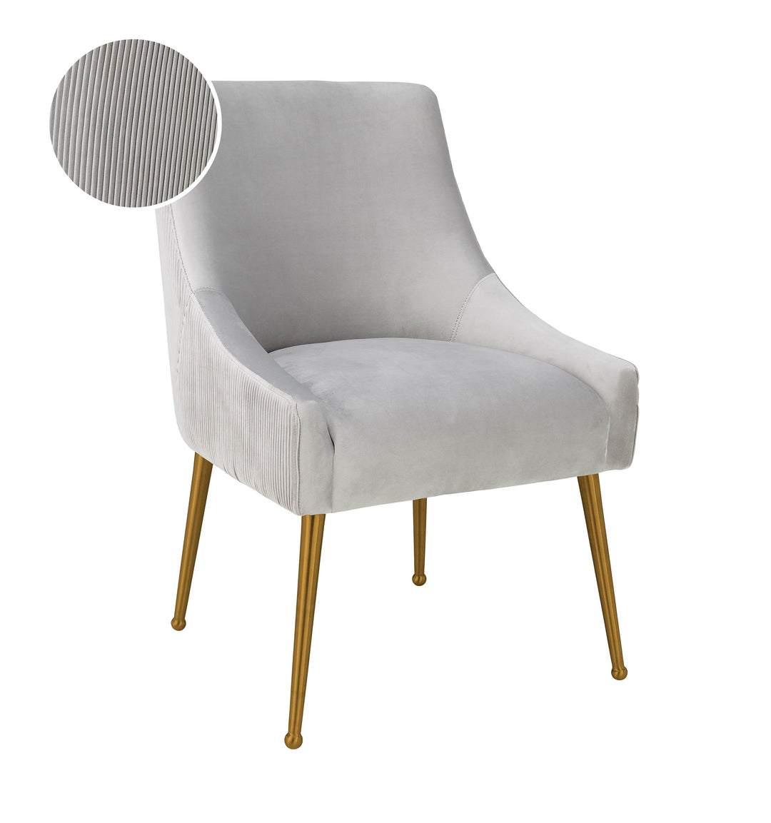 SwayLiving Beatrix Pleated Light Grey Velvet Side Chair DINING CHAIRS