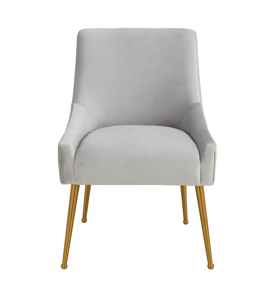 SwayLiving Beatrix Pleated Light Grey Velvet Side Chair DINING CHAIRS