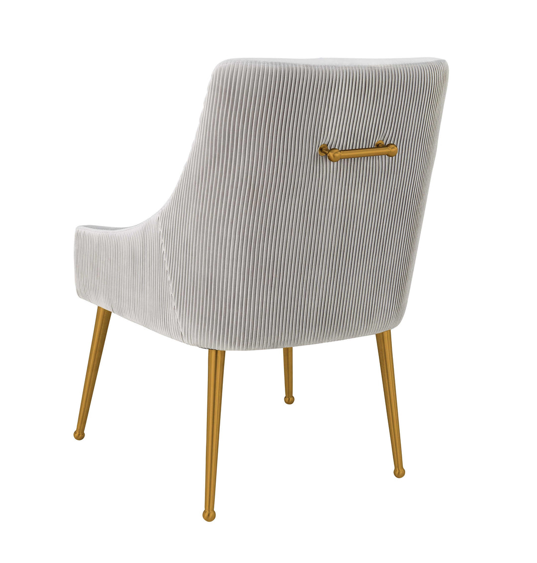 SwayLiving Beatrix Pleated Light Grey Velvet Side Chair DINING CHAIRS