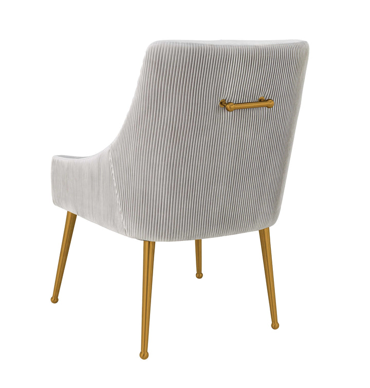 SwayLiving Beatrix Pleated Light Grey Velvet Side Chair DINING CHAIRS