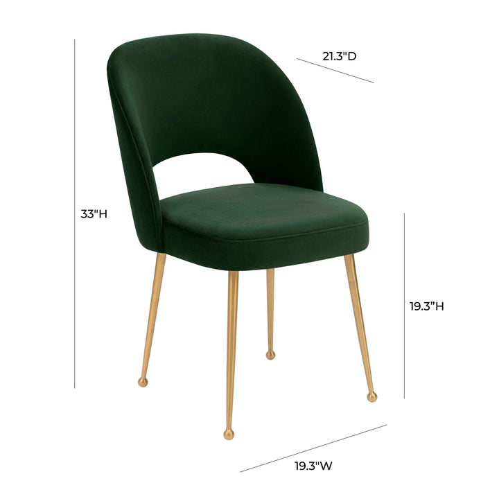 SwayLiving Swell Forest Green Velvet Chair DINING CHAIRS
