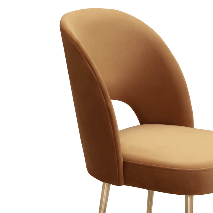 SwayLiving Swell Cognac Velvet Chair DINING CHAIRS
