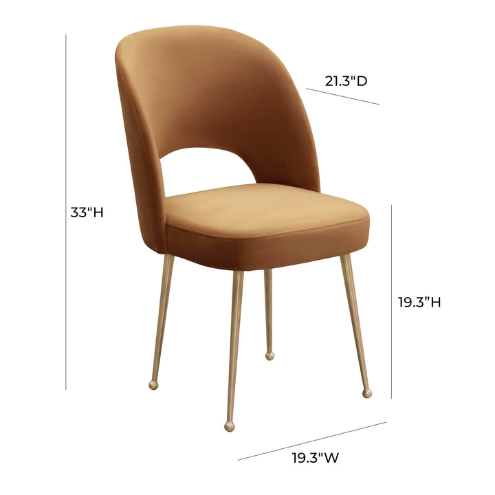 SwayLiving Swell Cognac Velvet Chair DINING CHAIRS