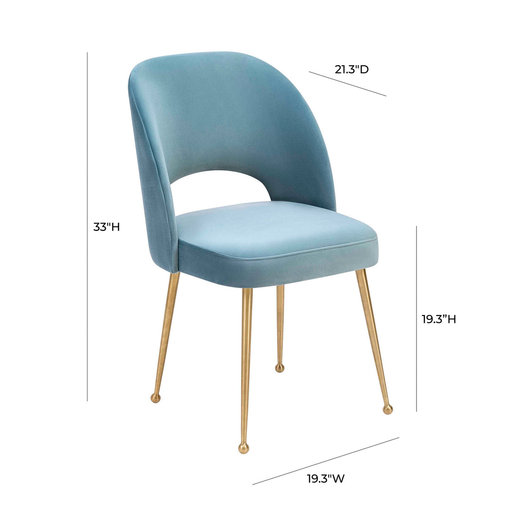 SwayLiving Swell Sea Blue Velvet Chair DINING CHAIRS