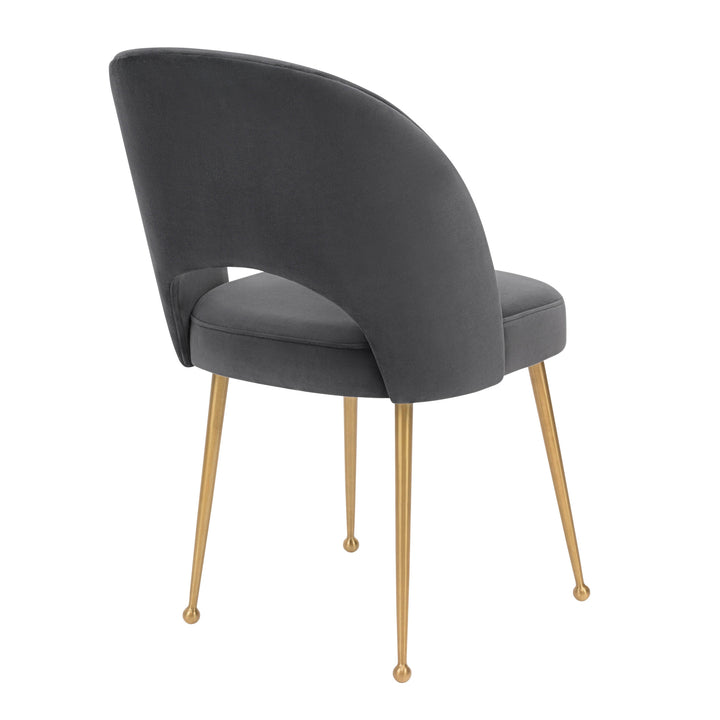 SwayLiving Swell Dark Grey Velvet Chair DINING CHAIRS