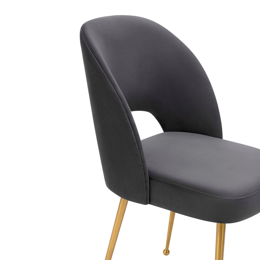 SwayLiving Swell Dark Grey Velvet Chair DINING CHAIRS