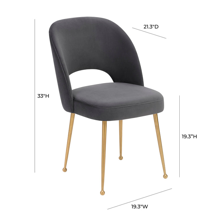 SwayLiving Swell Dark Grey Velvet Chair DINING CHAIRS