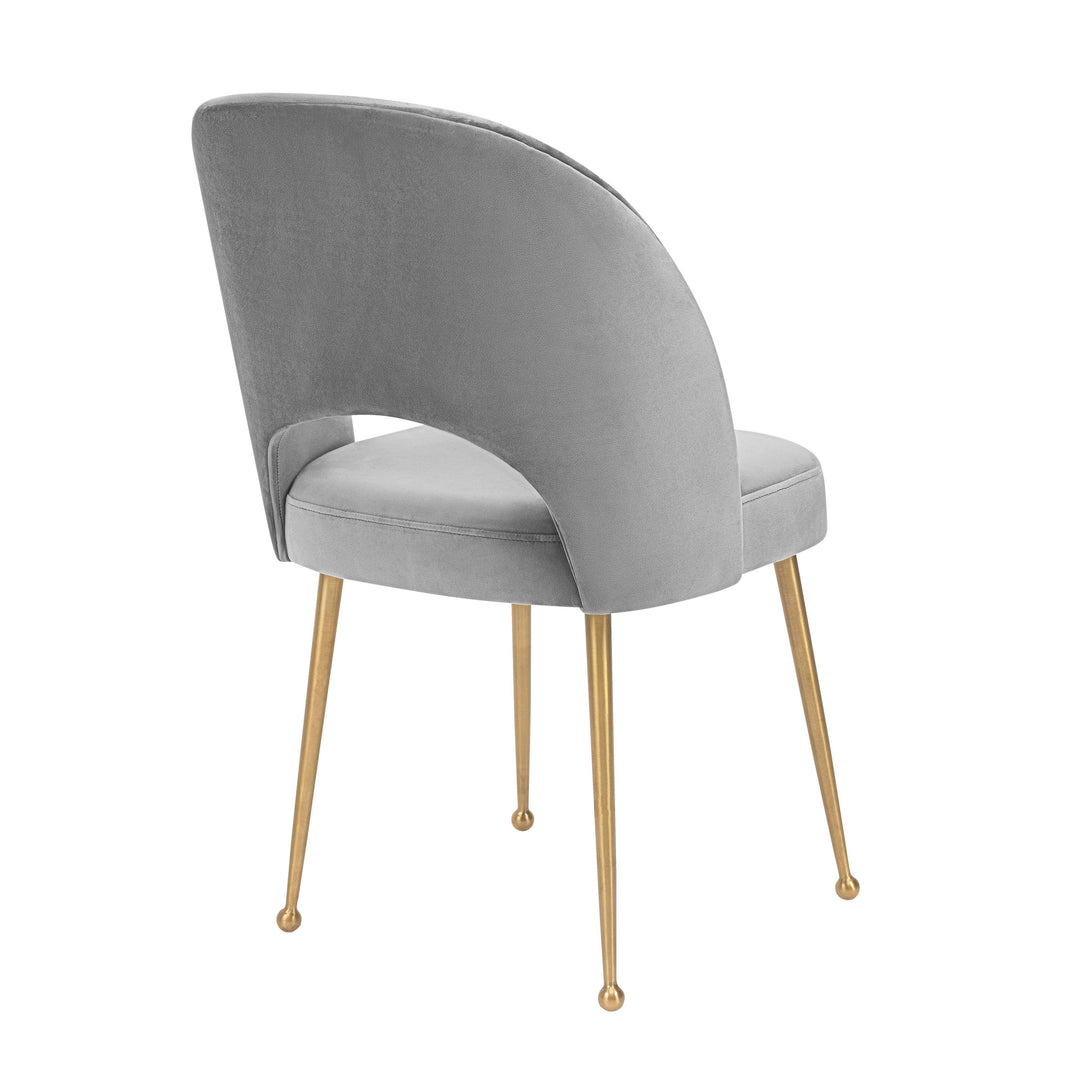 SwayLiving Swell Light Grey Velvet Chair DINING CHAIRS