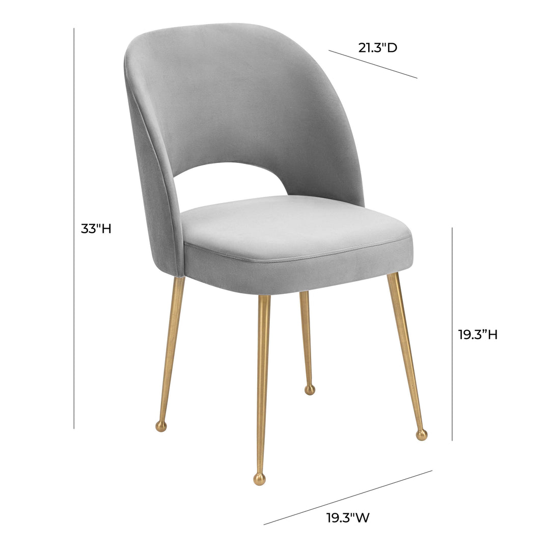 SwayLiving Swell Light Grey Velvet Chair DINING CHAIRS