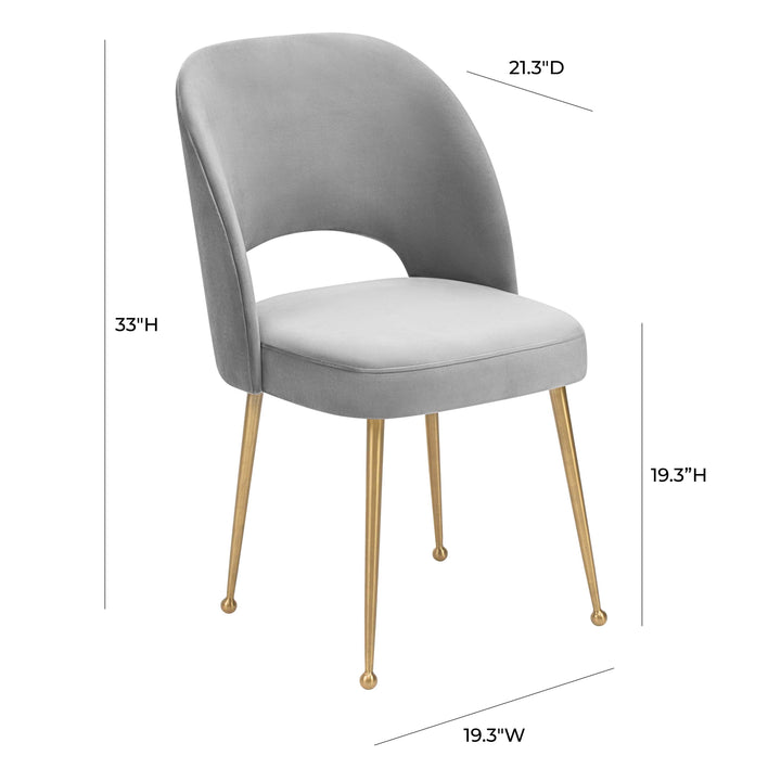 SwayLiving Swell Light Grey Velvet Chair DINING CHAIRS
