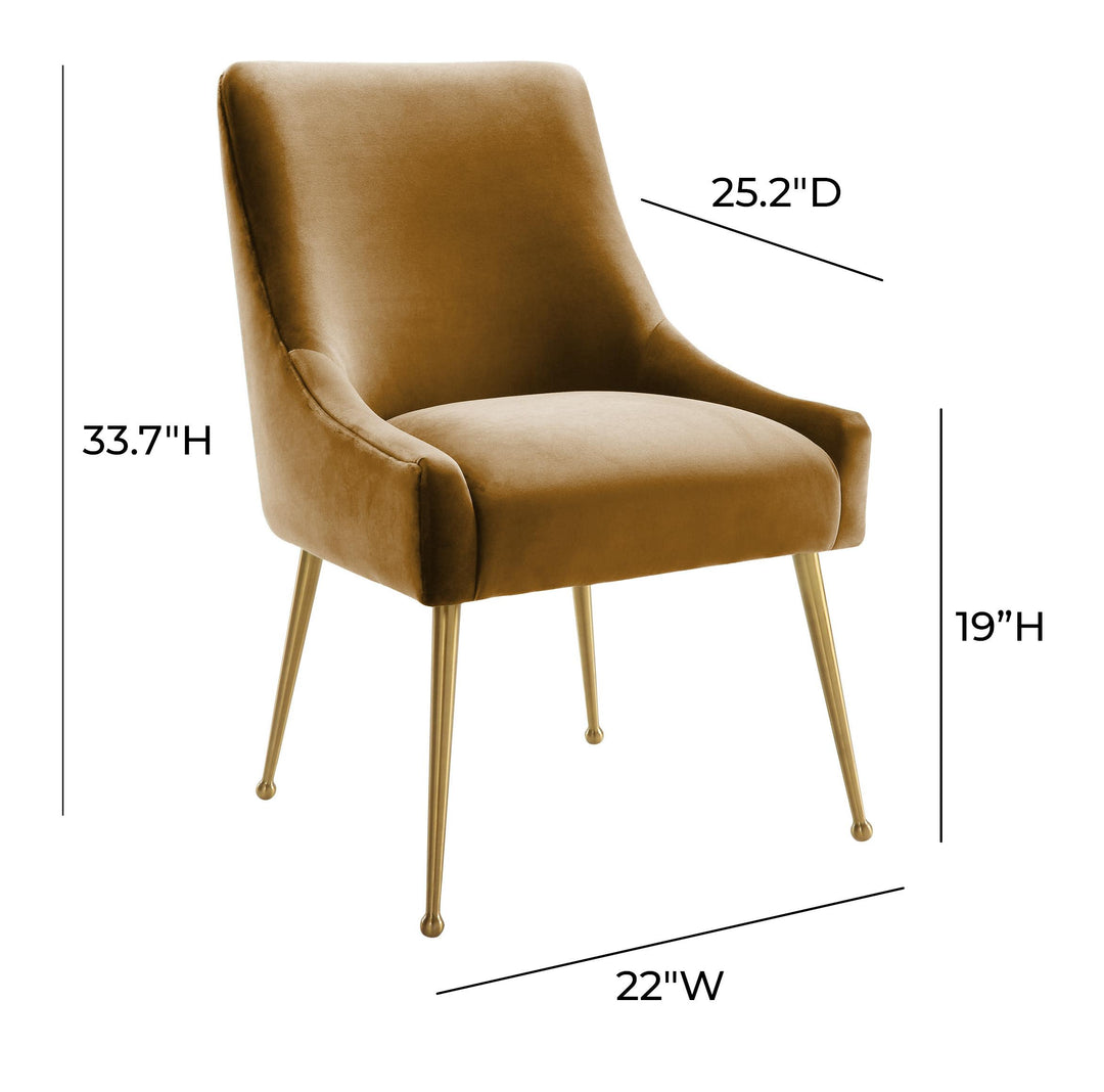 SwayLiving Beatrix Cognac Velvet Side Chair DINING CHAIRS