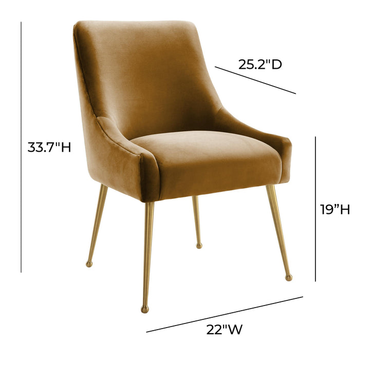 SwayLiving Beatrix Cognac Velvet Side Chair DINING CHAIRS