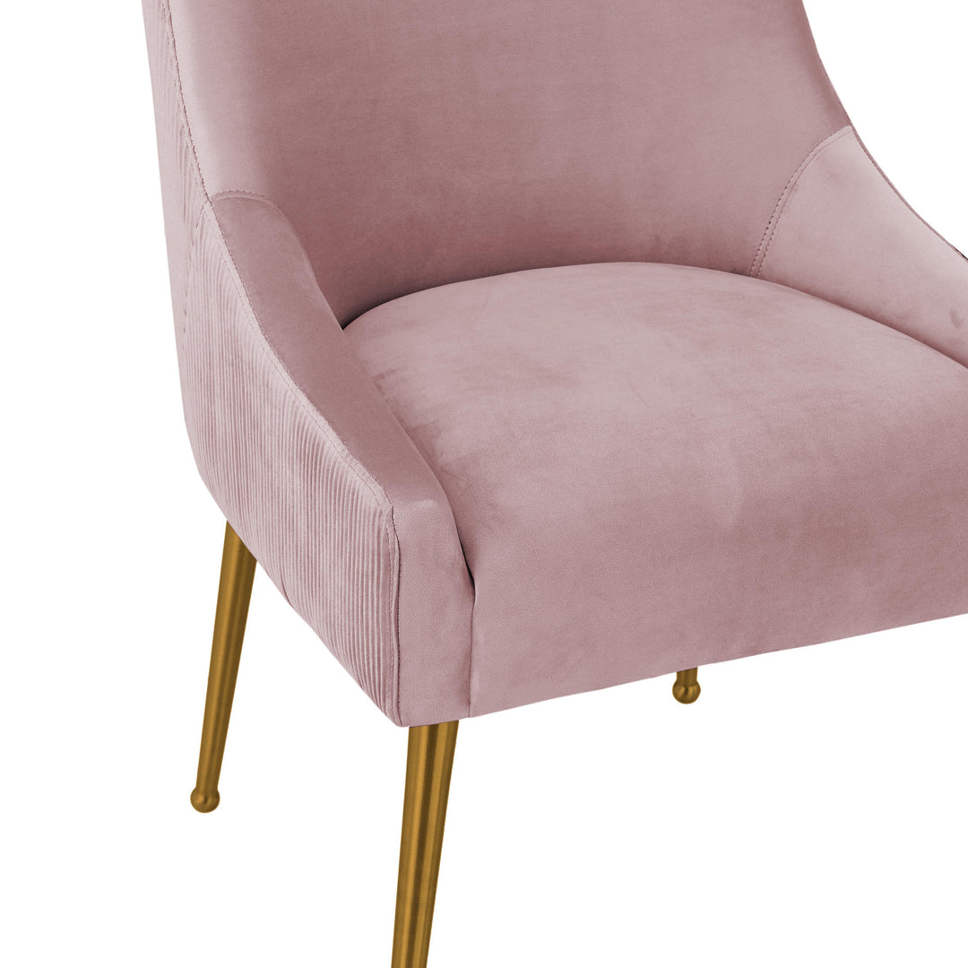 SwayLiving Beatrix Pleated Mauve Velvet Side Chair DINING CHAIRS
