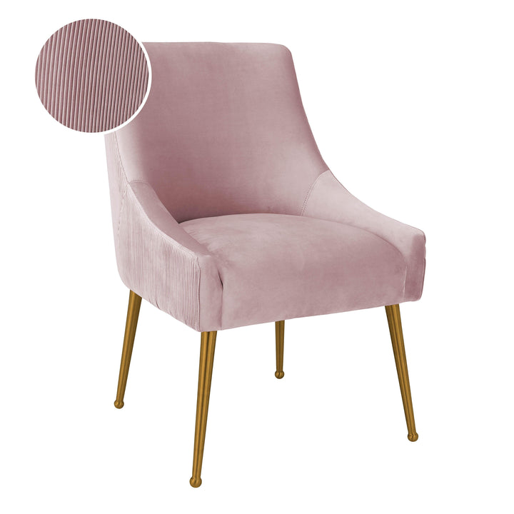 SwayLiving Beatrix Pleated Mauve Velvet Side Chair DINING CHAIRS