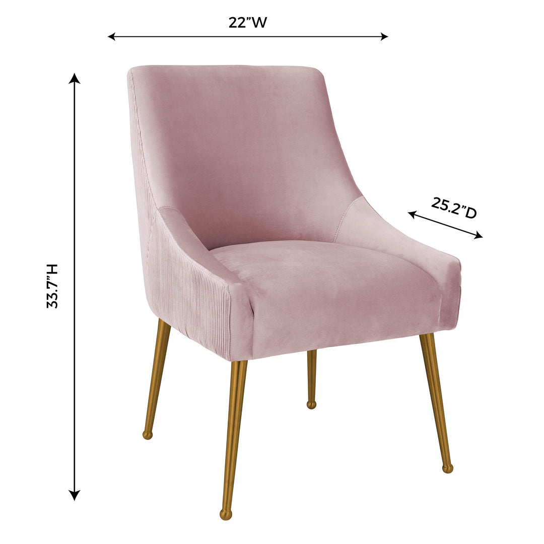 SwayLiving Beatrix Pleated Mauve Velvet Side Chair DINING CHAIRS