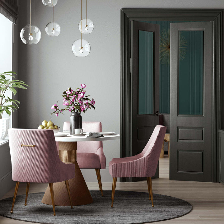 SwayLiving Beatrix Pleated Mauve Velvet Side Chair DINING CHAIRS