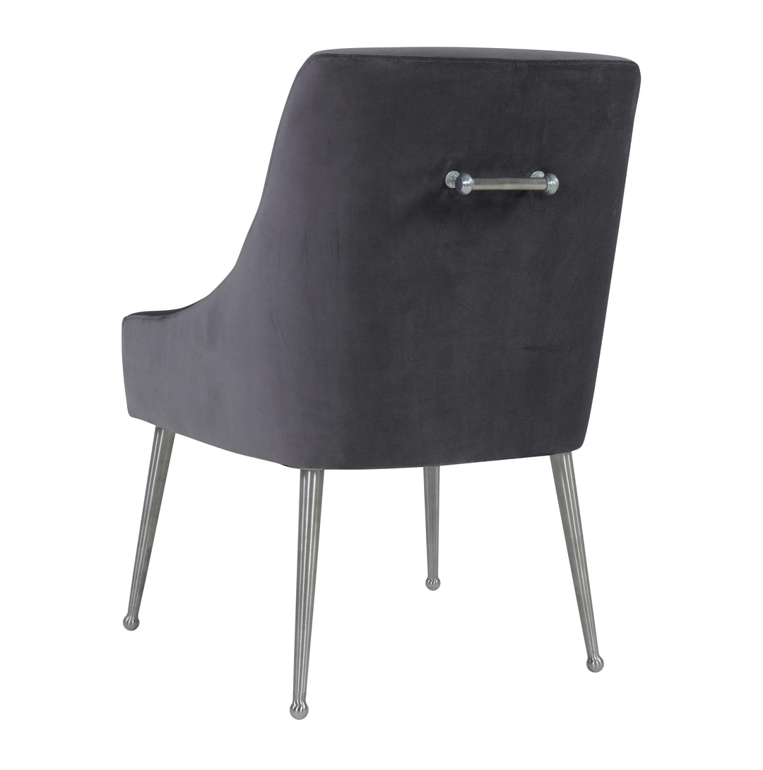 SwayLiving Beatrix Grey Velvet Side Chair with Silver Legs DINING CHAIRS