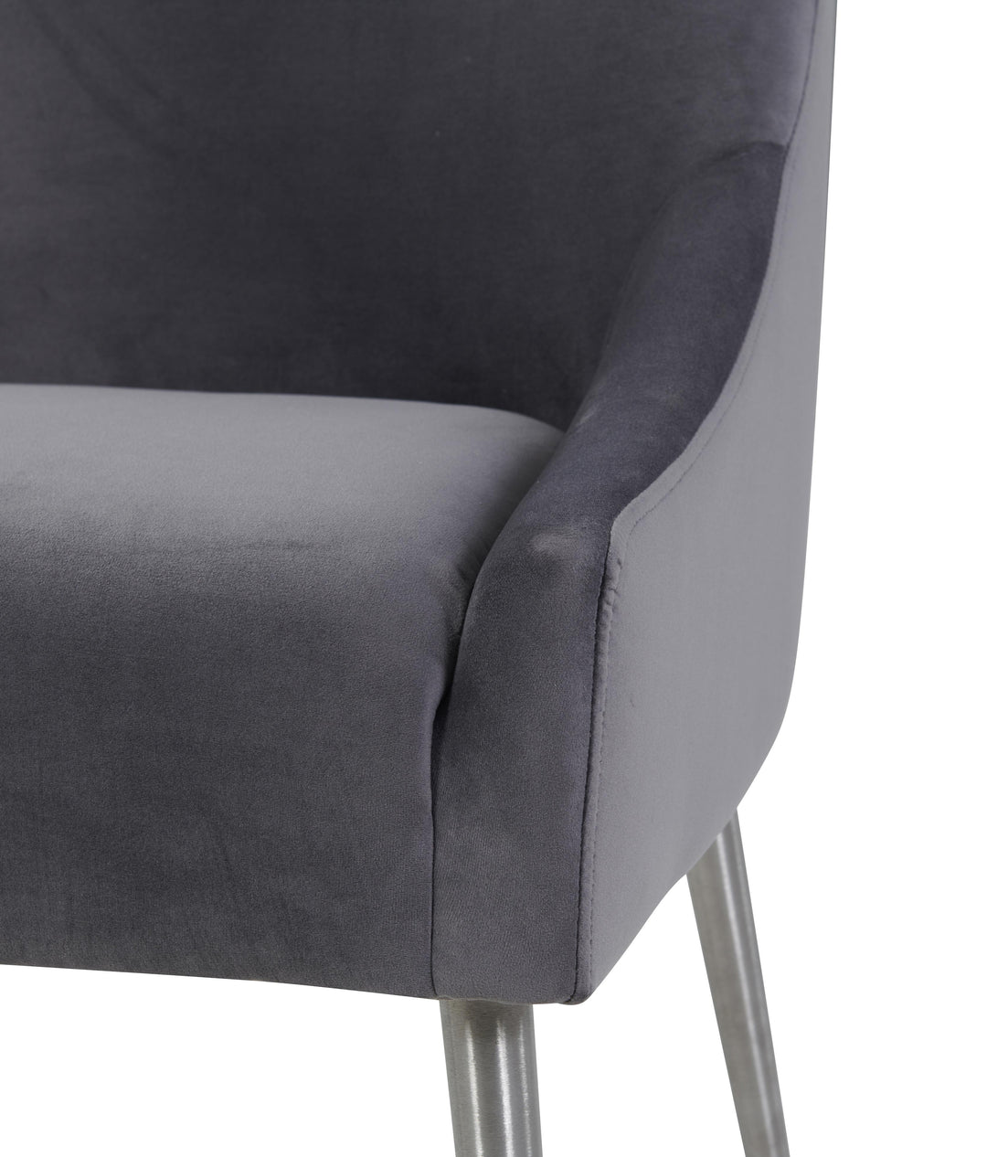 SwayLiving Beatrix Grey Velvet Side Chair with Silver Legs DINING CHAIRS