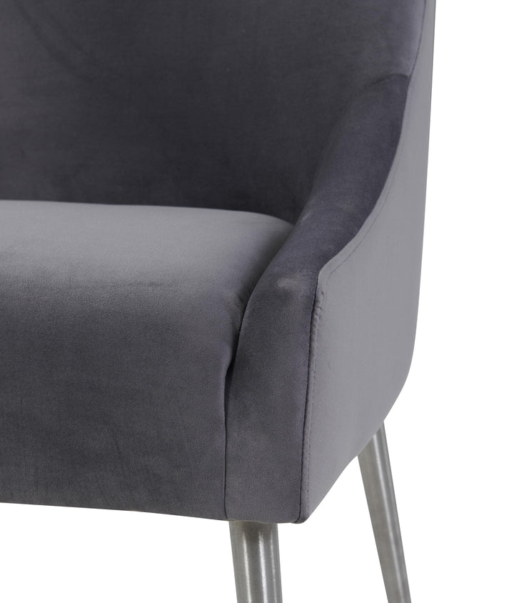 SwayLiving Beatrix Grey Velvet Side Chair with Silver Legs DINING CHAIRS
