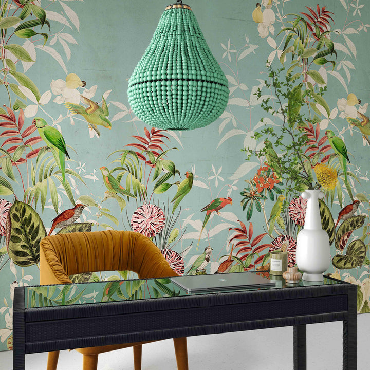 SwayLiving Palani Green Wooden Bead Chandelier CHANDELIERS