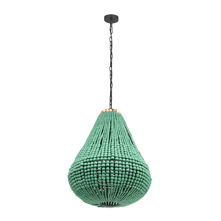 SwayLiving Palani Green Wooden Bead Chandelier CHANDELIERS
