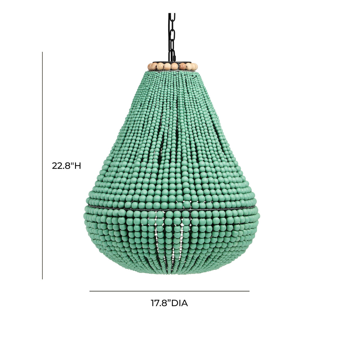 SwayLiving Palani Green Wooden Bead Chandelier CHANDELIERS