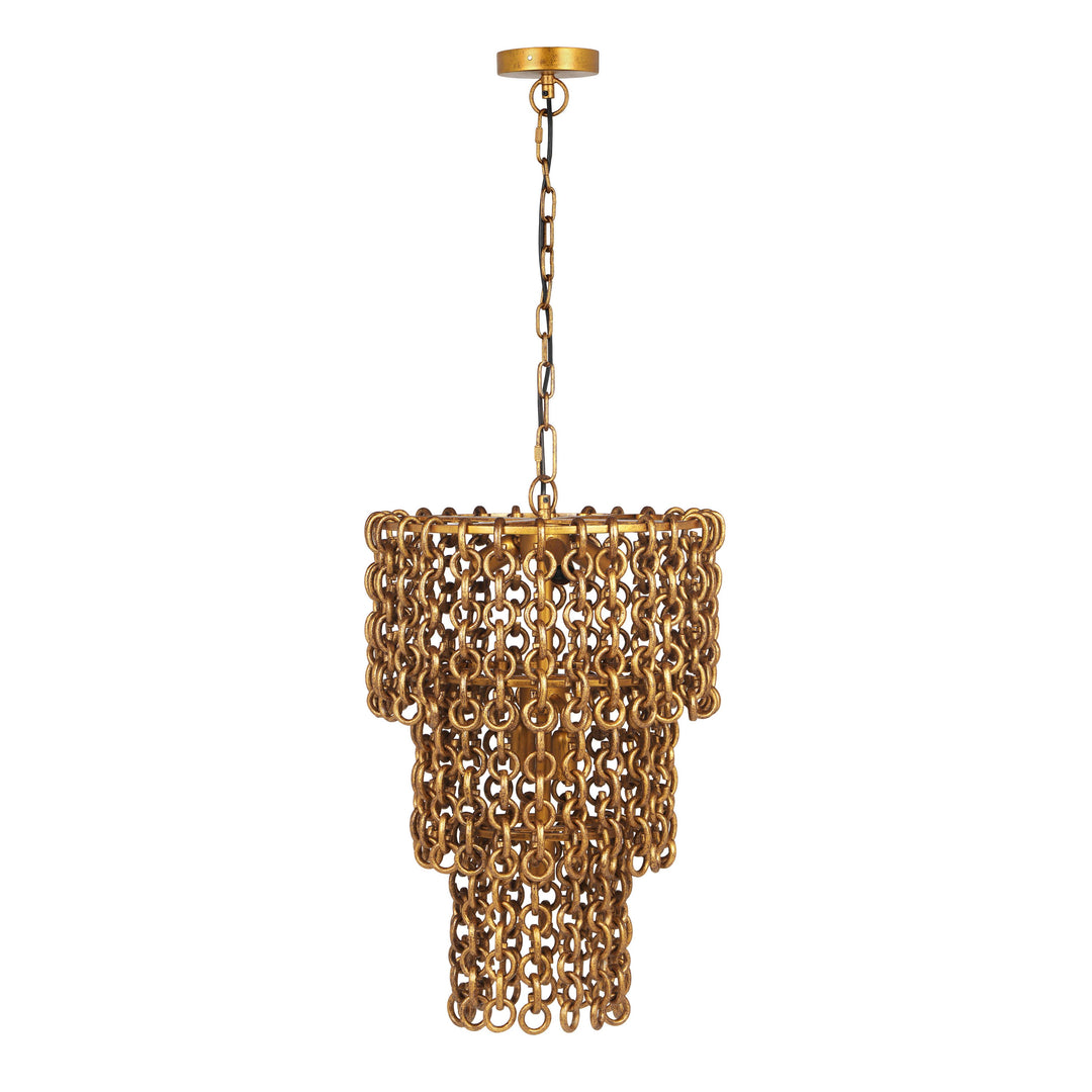 SwayLiving Nirsa Brass Chain Link 3-Tier Chandelier CHANDELIERS