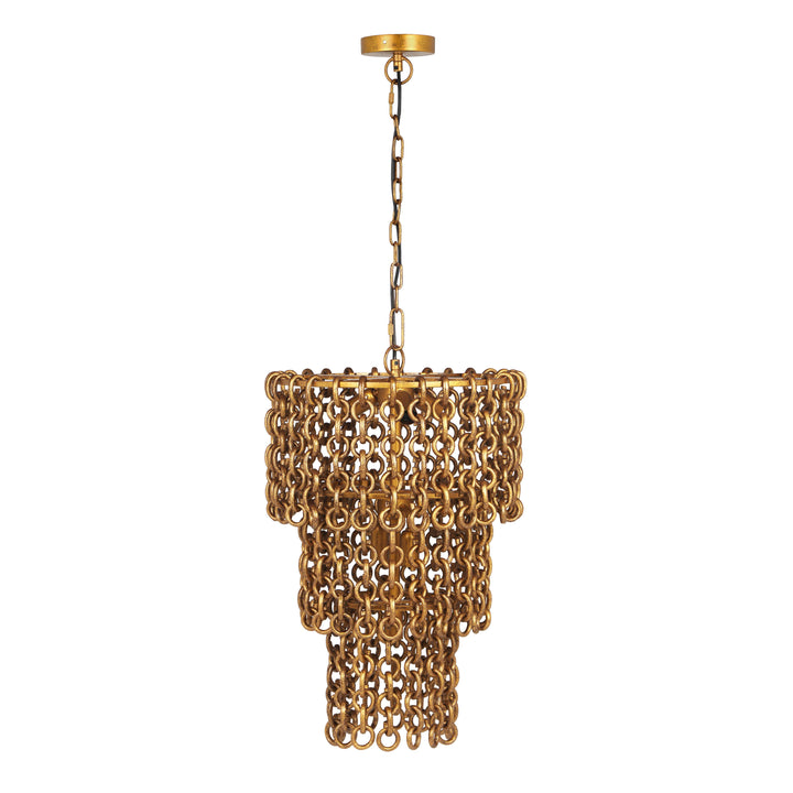SwayLiving Nirsa Brass Chain Link 3-Tier Chandelier CHANDELIERS