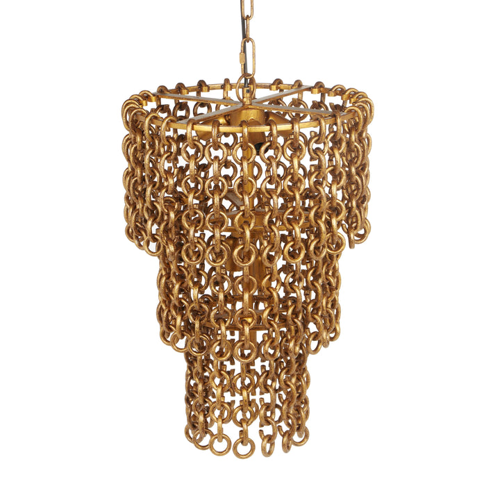 SwayLiving Nirsa Brass Chain Link 3-Tier Chandelier CHANDELIERS