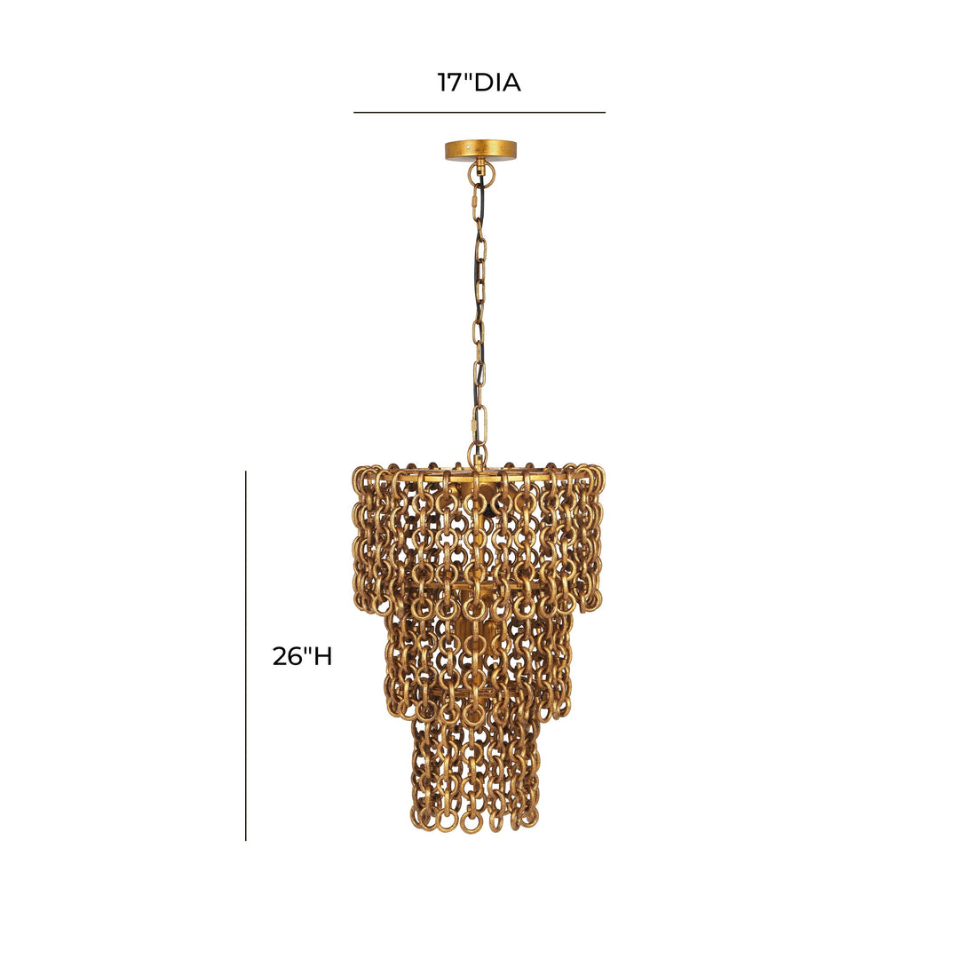 SwayLiving Nirsa Brass Chain Link 3-Tier Chandelier CHANDELIERS