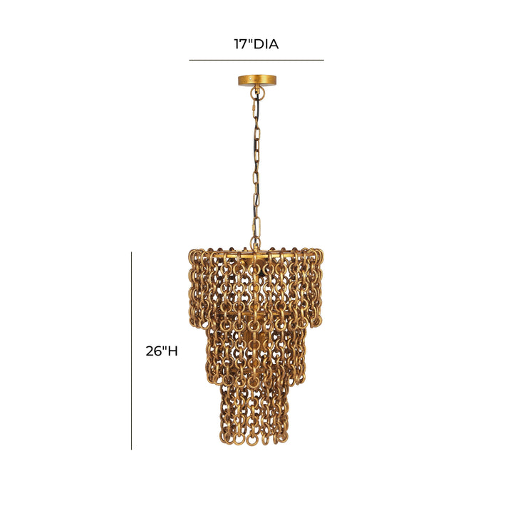SwayLiving Nirsa Brass Chain Link 3-Tier Chandelier CHANDELIERS
