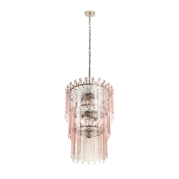 SwayLiving Hampshire Pink Acrylic 3-Tier Chandelier CHANDELIERS