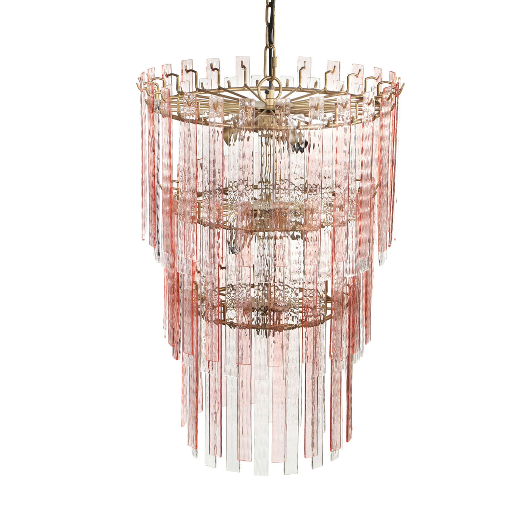 SwayLiving Hampshire Pink Acrylic 3-Tier Chandelier CHANDELIERS