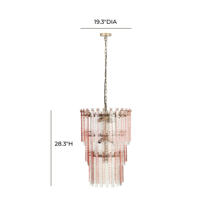 SwayLiving Hampshire Pink Acrylic 3-Tier Chandelier CHANDELIERS