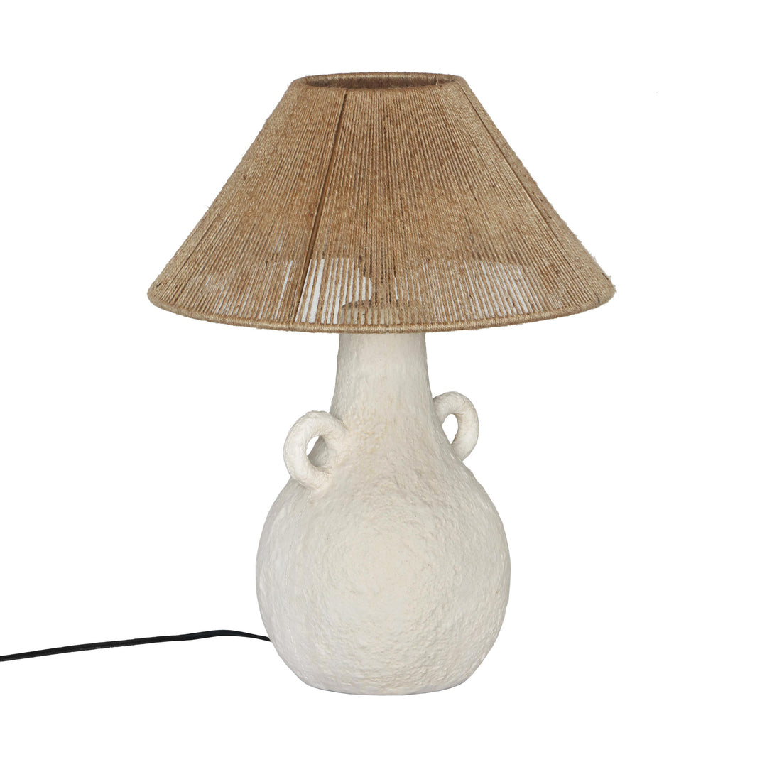 SwayLiving Lalit Natural & White Ceramic Table Lamp TABLE LAMPS