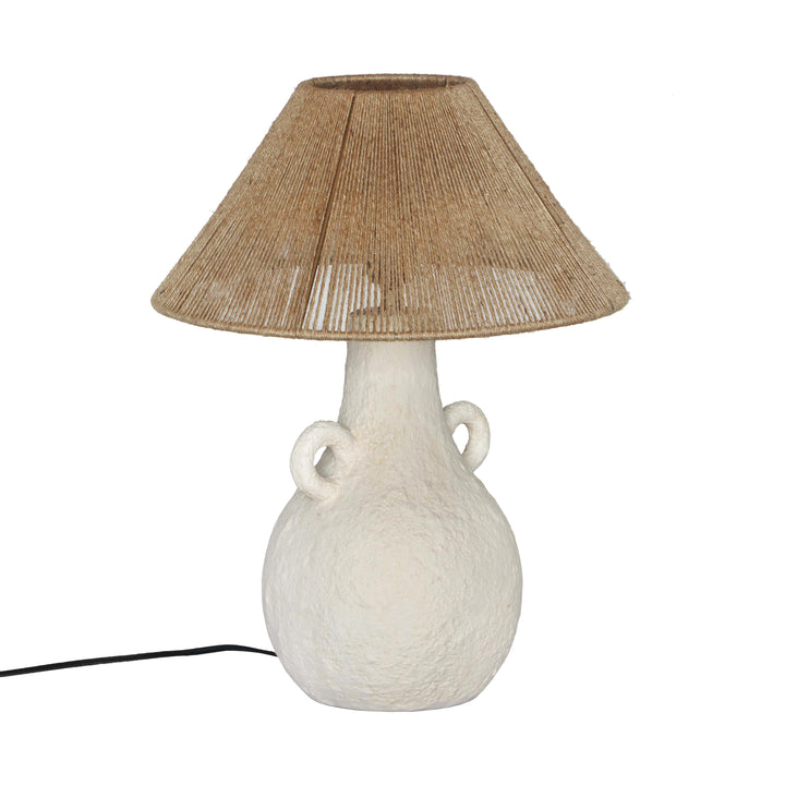 SwayLiving Lalit Natural & White Ceramic Table Lamp TABLE LAMPS
