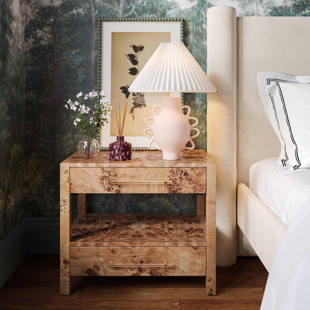 SwayLiving Hazza Cream Pleated Table Lamp TABLE LAMPS