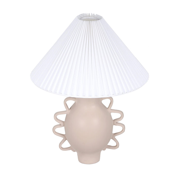 SwayLiving Hazza Cream Pleated Table Lamp TABLE LAMPS