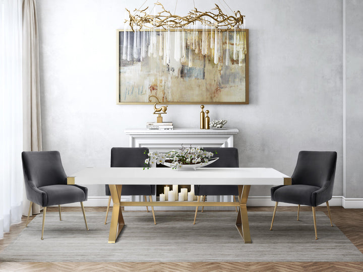 SwayLiving Adeline White Lacquer Dining Table DINING TABLES