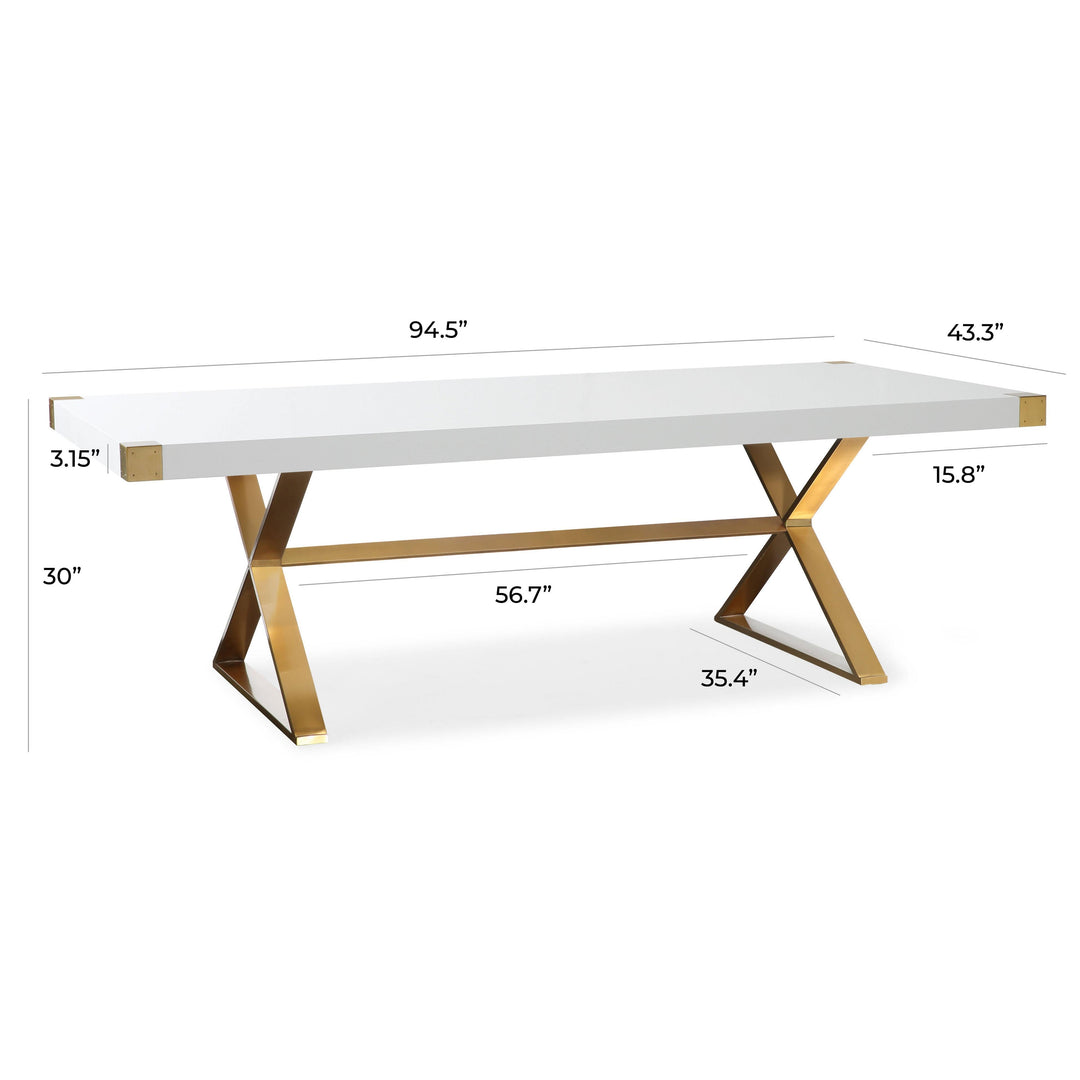 SwayLiving Adeline White Lacquer Dining Table DINING TABLES