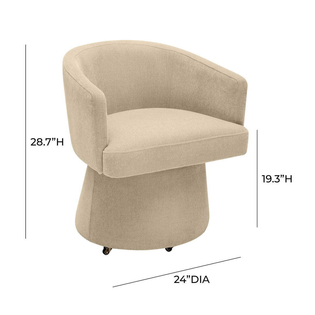 SwayLiving Kristen Taupe Upcycled Chenille Rolling Desk Chair ACCENT + LOUNGE CHAIRS
