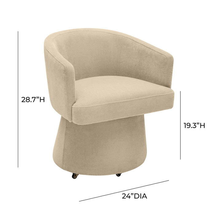 SwayLiving Kristen Taupe Upcycled Chenille Rolling Desk Chair ACCENT + LOUNGE CHAIRS