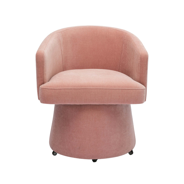 SwayLiving Kristen Pink Upcycled Chenille Rolling Desk Chair ACCENT + LOUNGE CHAIRS