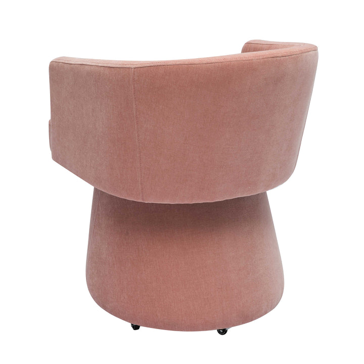 SwayLiving Kristen Pink Upcycled Chenille Rolling Desk Chair ACCENT + LOUNGE CHAIRS