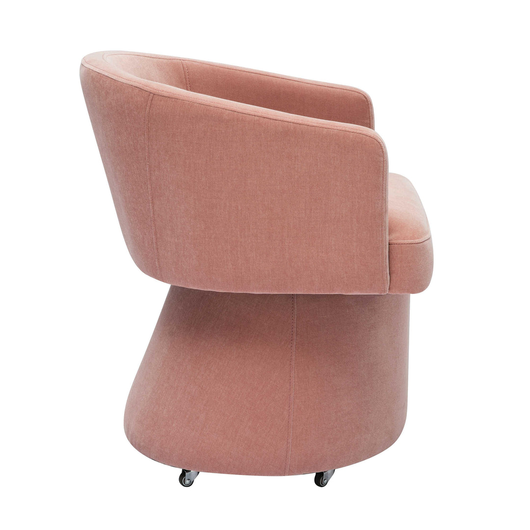 SwayLiving Kristen Pink Upcycled Chenille Rolling Desk Chair ACCENT + LOUNGE CHAIRS