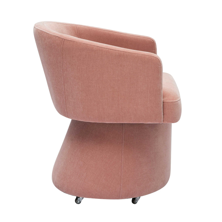 SwayLiving Kristen Pink Upcycled Chenille Rolling Desk Chair ACCENT + LOUNGE CHAIRS