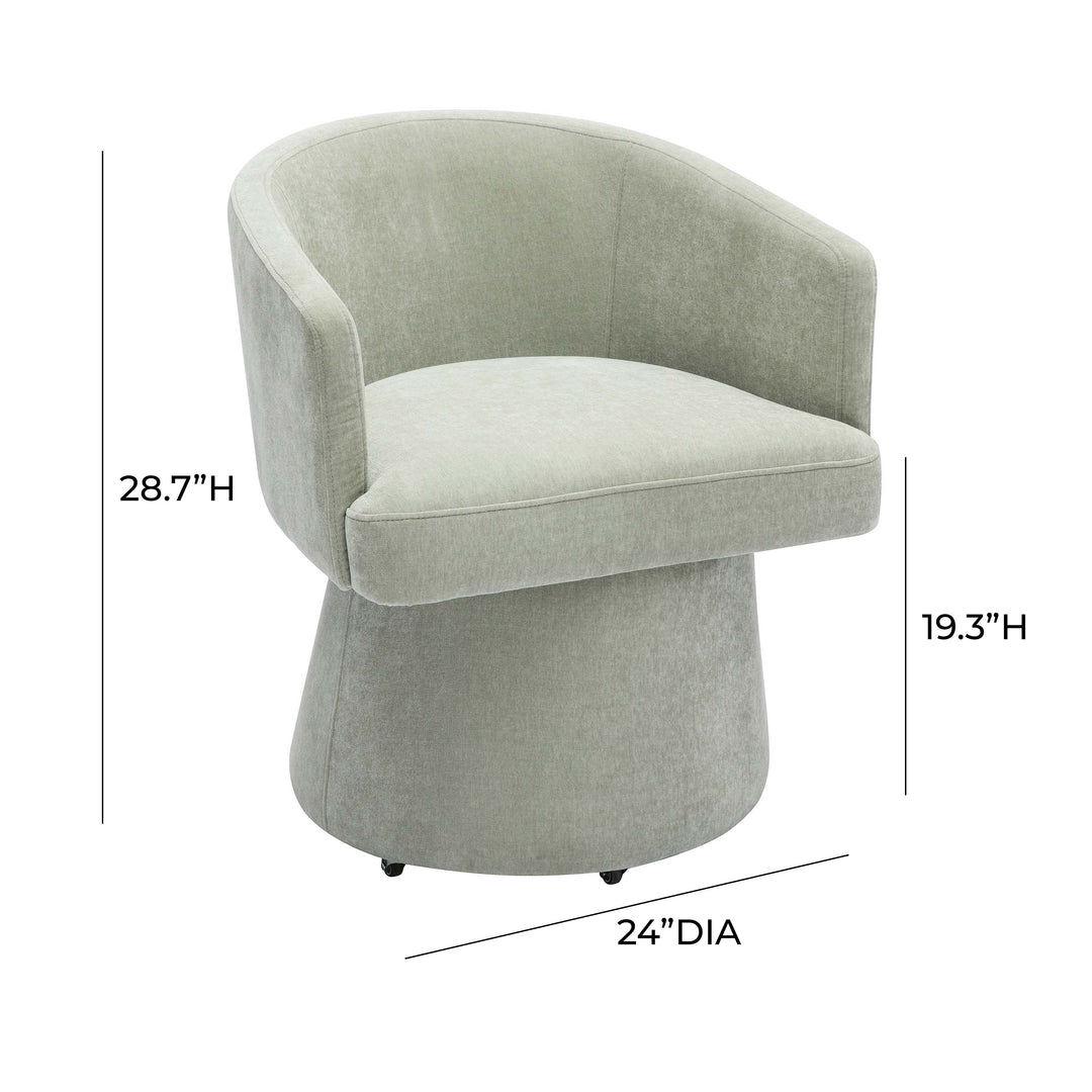SwayLiving Kristen Light Green Upcycled Chenille Rolling Desk Chair ACCENT + LOUNGE CHAIRS