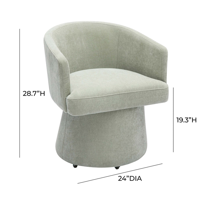 SwayLiving Kristen Light Green Upcycled Chenille Rolling Desk Chair ACCENT + LOUNGE CHAIRS