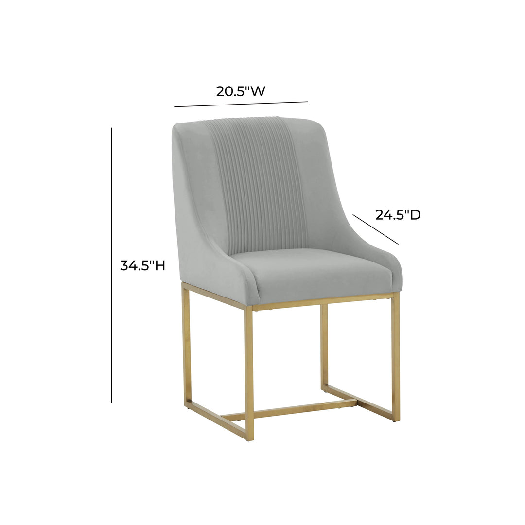 SwayLiving Lisa Grey Pleated Velvet  Dining Chair - Set of 2 DINING CHAIRS