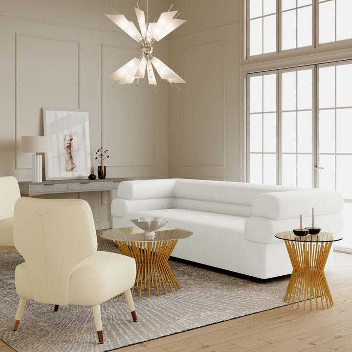 SwayLiving Elsa Cream Velvet Sofa SOFAS + SECTIONALS